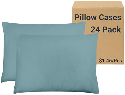 ZPECC Pillow Cases Bulk 24 Pack - King Pillowcases with Envelope Closure, Soft Brushed Microfiber Pillow Cover for Hotel Airb&bs Hospital Bedding Essential, Grayish Blue