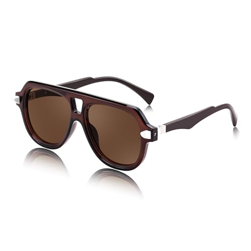 FEISEDY Vintage 70s Aviator Sunglasses Men Women Classic Retro Trendy Large Frame UV400 Sun Glasses B0030