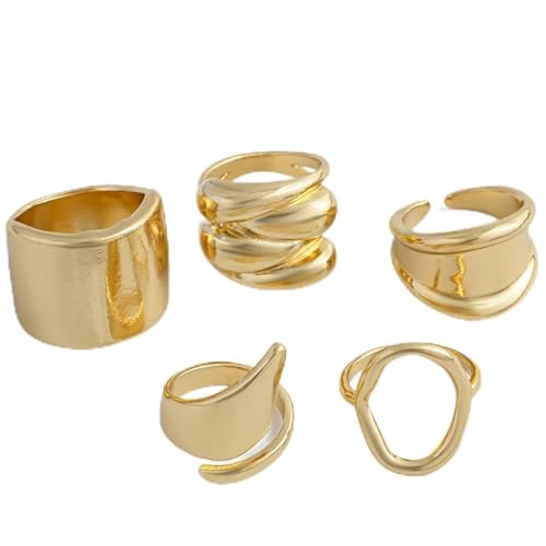 Image of Shining Diva Fashion Stylish Trendy Finger Rings Set for Women & Girls | Chunky Minimal Statement Ring Combos Modern Elegant Jewellery Collection