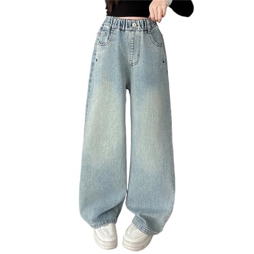 Jean droit brodé filles pantalon décontracté automne-hiver tendance