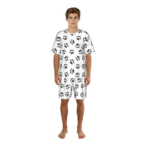 Conjunto de pijama de dos piezas para hombre con camiseta y pantalón corto