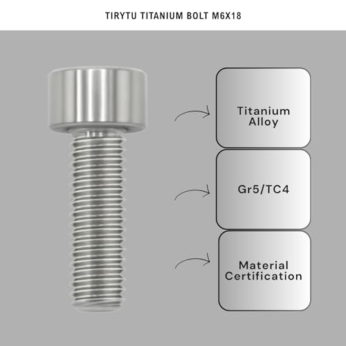 Image of Titanium Bolts M6x18 Hex Socket Screws, Natural Color, 6PC