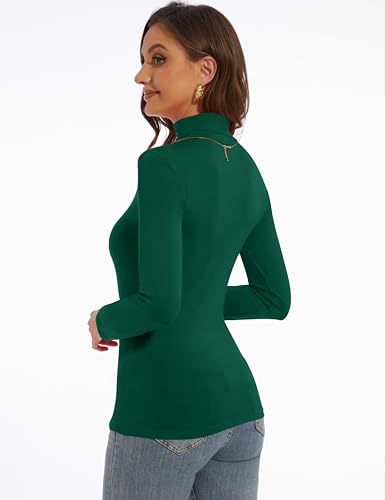 Image of Women's Turtleneck Long Sleeve Shirts Slim Fitted Lightweight Base Layer Casual Tops
