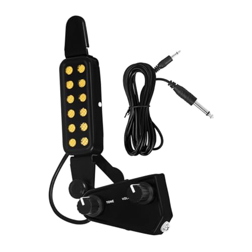 JEWEDECO ギターピックアップ 自分のギターキットを作る 楽器アクセサリー ギタートランスデューサ ケーブル付き変換器 ギター用品 フォークギターのピックアップ Black 金属