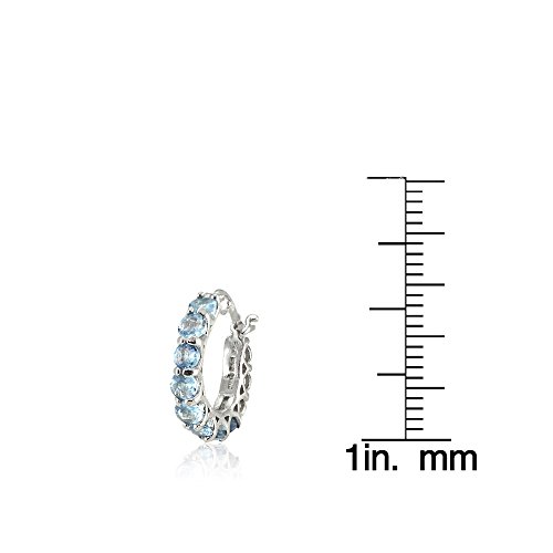 Sterling Silver Blue Topaz Small Round Huggie Hoop Earrings #TOP2