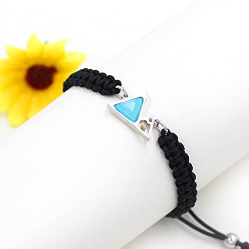 Image of Uloveido Handmade Braided Rope Bracelets with Blue Triangle Mountain Mustard Seed Charm Unisex Mountain Bracelet