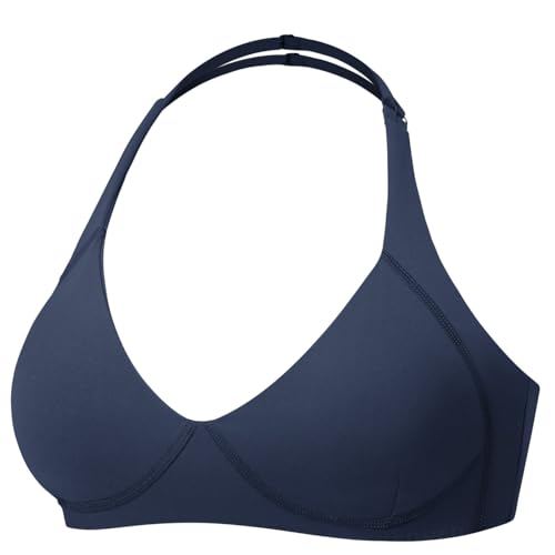 Image of YEOREO Women Halter Sports Bra Light Support V Neck Padded Strappy Open Back Workout Gym Tops