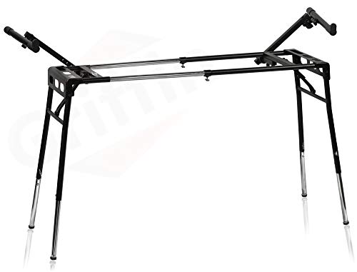 Griffin 2-Tier Dj Coffin Workstation Stand | Double Table Top Keyboard & Laptop Holder | Duel Level Digital Piano Rack Mount Platform For Studio Mixer Controllers, Turntable, Speakers, Stage Equipment #TOP5