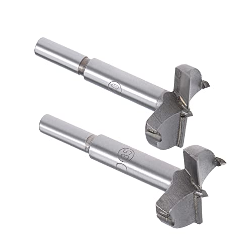 uxcell 35mm and 40mm Forstner Drill Bits Set, Tungsten Carbide Wood Hole Saw Auger Opener Woodworking Hinge Hole Drilling Boring Bit Cutter Gray with Case