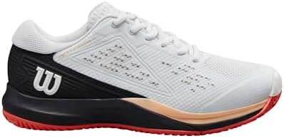 WILSON Women's Rush Pro Ace Pickler Sneaker, White/Black/Living Coral, 10 | Image 1
