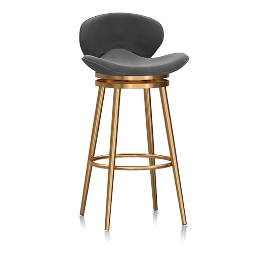 Lot de tabourets de bar pivotants en tissu gris 75cm avec dossier pour salle à manger et salon
