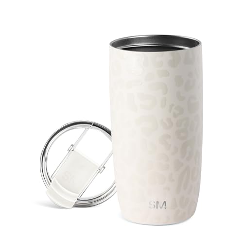 Simple Modern Travel Coffee Mug Tumbler with Flip Lid | Insulated Stainless Steel Iced Coffee Cup | Gifts for Women & Men | Voyager Collection | 16oz | Cream Leopard