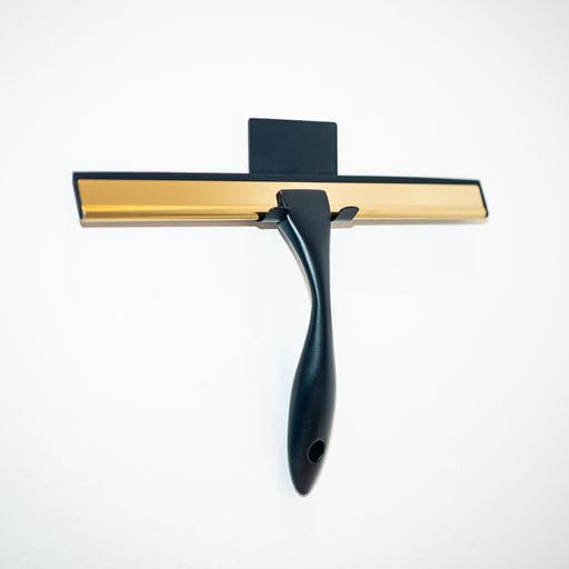 Image of Multipurpose Black and Gold Window Cleaning Squeegee for Shower, Car, and Household- Streak-Free Luxury Cleaning Tool for Glass, Windows, Mirrors Lightweight, Durable, and Easy to Use