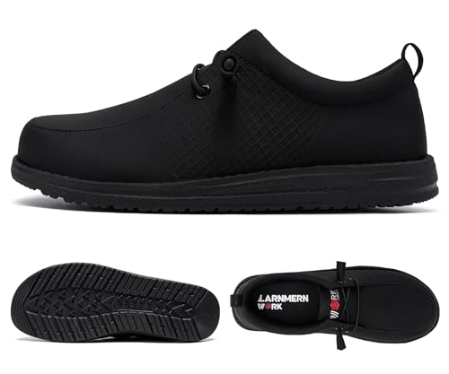 Image of LARNMERN Slip On Steel Toe Shoes Men Loafers Work Safety Tennis Sneakers | Lightweight, Comfortable, Walking, Wide, Hands Free, Lounging, House, Mechanic, Construction, Casual, Dress, Office, 0utdoor