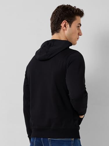 Image of Park Avenue Men Full Sleeve Slim Fit Solid Pattern Polyester Cotton Blend Hooded Hooded Casual Sweatshirt