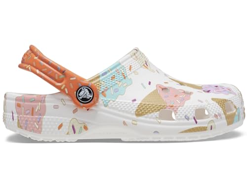 Image of Crocs Unisex-Child Classic Seasonal Print Clogs, White /Multi, 8 Toddler