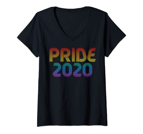 Mujer Rainbow Clothing Modern Neon Pride 2020 Exclusivo Camiseta Cuello V