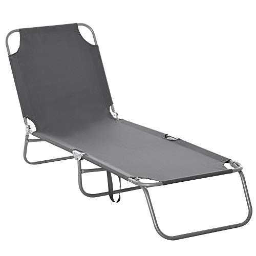 Outsunny Bain de Soleil transat Pliable Dossier réglable Multipositions métal et...