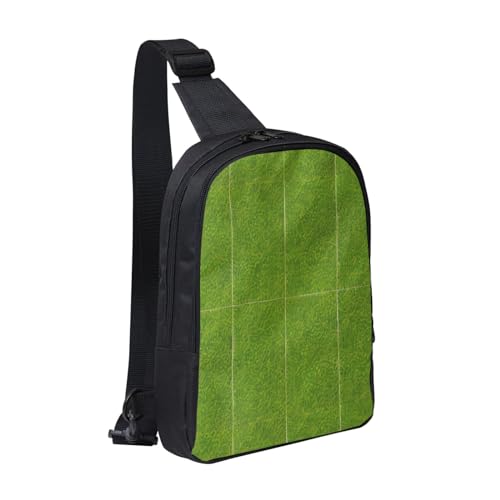MYGANN Green Grassland Adjustable Strap Large Capacity Double Layer Crossbody Chest Bag 7.7x2.4x11.8in For Camping Travel Daily Leisure Activities, Black