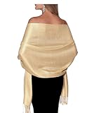 Pashmina Shawls and Wraps for Evening Dresses, Large Soft Pashmina Wedding Light Cream Champagne Shawl