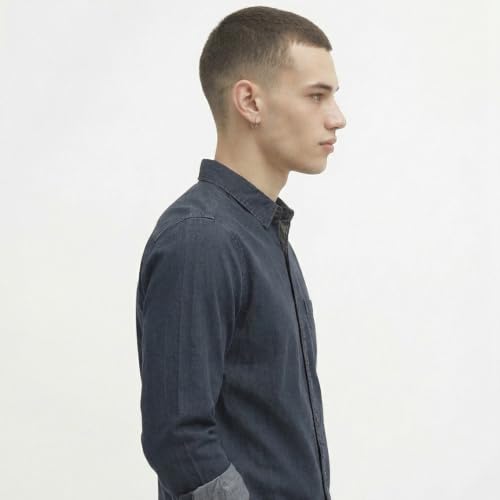 Image of Amazon Brand - INKAST Men Washed Cotton Twill Denim Casual Button Down Shirt | Full Sleeves | Regular Fit | Stylish Summer - Everyday Wear