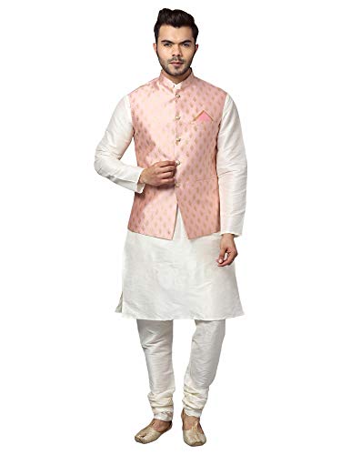 Image of Uri and MacKenzie Men's Silk Blend Kurta Pajama with Designer Ethnic Nehru Jacket /Modi Jacket