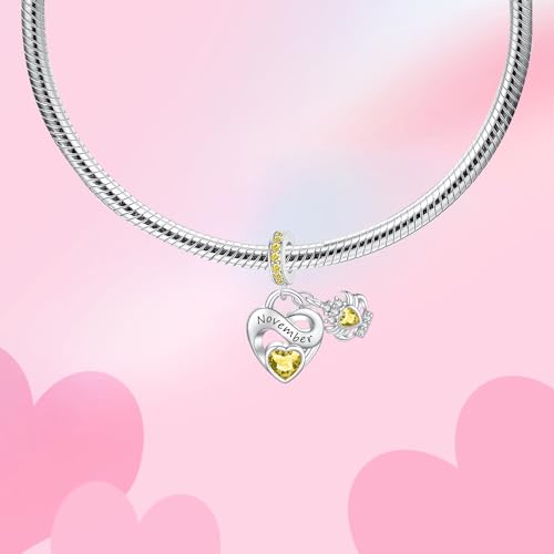 Image of Birthstone Charm 925 Sterling Silver Charms fits Bracelets and Necklace Pendant Bead Happy Birthday Charms Jewelry Present for Women Family Friends