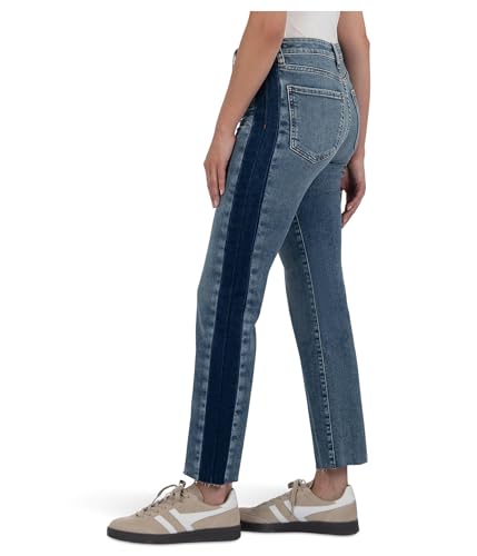 KUT from the Kloth Women's Kelsey High-Rise Ankle Flare Raw Hem Side Inset in Inerrant2