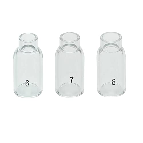 Image of RIVERWELD TIG Glass Cups Clear Quartz Nozzle 54N16 6# 3 /8 inch, 54N15 7# 7 /16 inch, 54N14 8# 1 /2 inch, 54NQ-15-7# for SR WP 17 18 26 TIG Welding Torches 3pcs