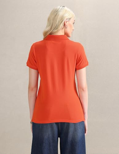 Image of U.S. POLO ASSN. Women's Cotton Regular Fit T-Shirt (UWAW24PTS154 Orange, Small)