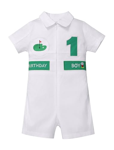 IMEKIS Baby Boys Golf 1st 2nd Birthday Outfit One Piece Jumpsuit Short Sleeve Cake Smash Photo Shoot
