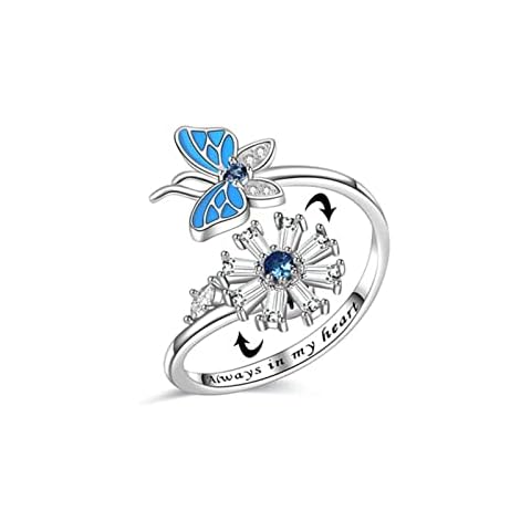 Anxiety Ring for Women Fidget Rings For Anxiety 925 Sterling Silver Ring Cubic Zirconia Spinner Rings With Beads Thumb Rings Fidget Jewelry for Women Girls Cover