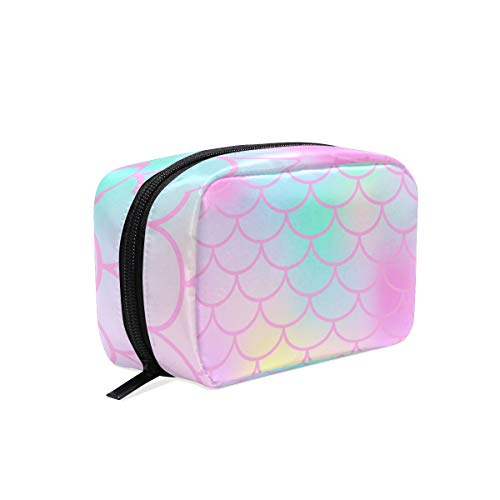 Preisvergleich Produktbild Aquarell-Kosmetiktasche mit Meerjungfrau-Waage, Kosmetiktasche, Reise-Make-up-Tasche, Multifunktions-Organizer für Frauen