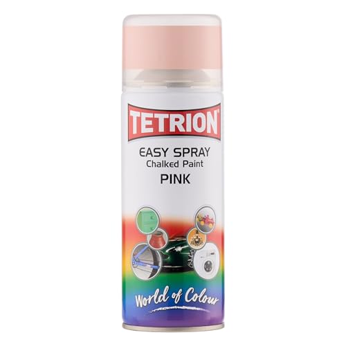 Tetrion Easy Spray Chalk Effect Pink 400ml – Acrylic-Based Spray Paint for Matte Finish on Various Surfaces, Ideal for DIY & Craft Projects