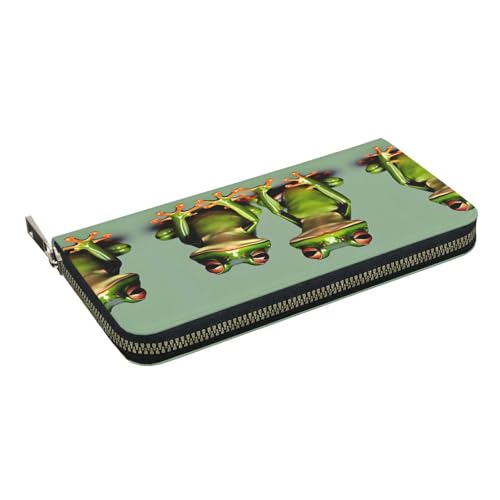 Funny Green Frogs 1 Print Women Wallet Trendy Travel-Friendly 7.9X3.9in Casual Clutch Purse Gift for Ladies2
