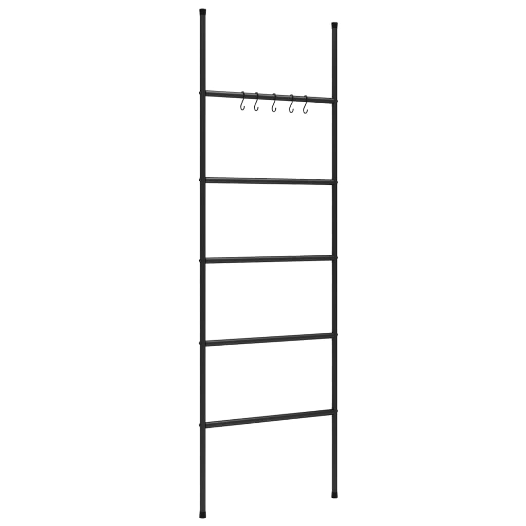 Genérico Toallero Escalera con 5 Niveles Negro 58x175 cm Hierro,Accesorios para el baño,Toalleros-343114