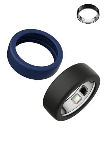 UYRUREL Silicone Case for Oura Ring 5 2-Pack Smart Ring Protectors Soft Anti-Scratch Protective Sleeves Lightweight & Comfortable Ring Guards S (Size 6-9) Black+ Blue