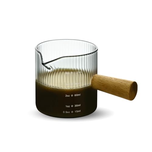 Vaso medidor de vidrio 150 ml con asa de madera miniatura 1