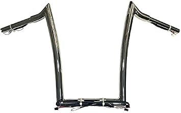 Pre Wired Dominator Industries 14 Inch Rise, 1 1/4 Inch Road Glide Meathook Ape Hanger Handlebars, Chrome Compatible With 2015-2023 Harley Road Glides