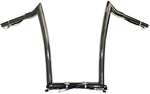 Pre Wired Dominator Industries 14 Inch Rise, 1 1 4 Inch Road Glide Meathook Monkey Ape Hanger Handlebars, Chrome Compatible With 2015-2020 Harley Road Glides