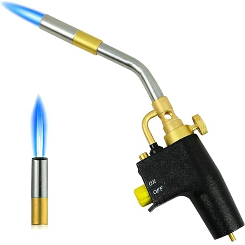 Heat Propane MAPP Gas Soldering Torch, Heavy Duty Plumbing Blow Torch, Multi Purpose High Intensity Trigger Start Torch Hot Turbine Flame for Barbecue, Brazing, Welding, Paint Removal etc