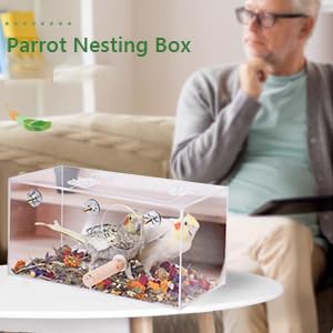 Image of Breeding Box for Bird, Transparent Parrot Nesting Box Acrylic Parrots Mating Box for Lovebirds Large and Medium Sized Birds