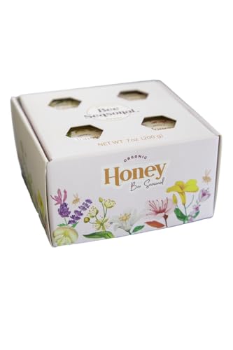 Bee Seasonal Organic & Raw Honey Mini Gift Box - 4 Pack - 7oz.