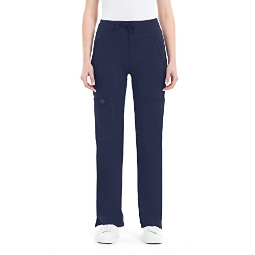 QBK Yoga Scrub Pants Women Mid Rise Yoga Work Pants- Five Pocket Cargo Scrub Pant (Medium, Navy) by QBK - Image 4