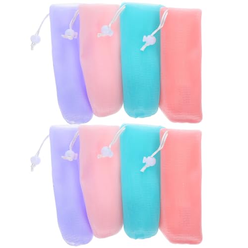 CLISPEED 8 piezas Bolsa para Jabón Sólida de Gruesa de Material PE Seguro y Cómodo con Cordón Colores Pastel para Baño y Limpieza Profunda Diaria