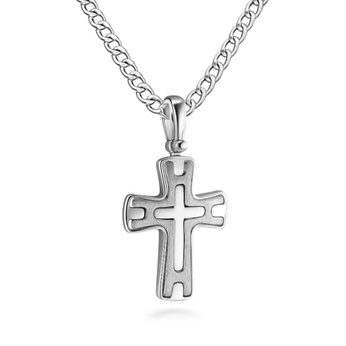 Pendentif en forme de croix et chaîne homme argent 925 anti-ternis
