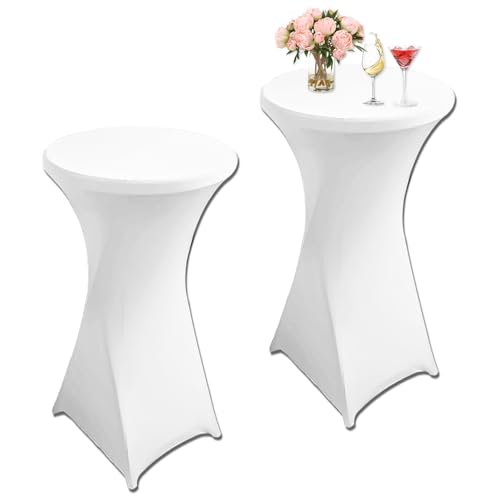 2 Stück Stretch Stehtisch Husse Stehende Tischdecke 80 x 110cm Elastische Tischdecken für Bar Counter, Runde Tisch Hochzeit, Geburtstagsfeier