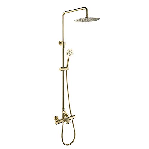 Colonne de douche or brossé thermostatique luxe pour salle de bain moderne
