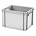 Produktbild Euro-Stapelbox EB-428, 400x300x280 mm (LxBxH), verstärkter Rippenboden, grau ähnl. RAL7001, aus Polypropylen, lebensmittelecht, 2 Handgriffe, ca. 25 Liter Vol.