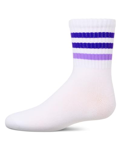 MeMoi Girls' Two Tone Varsity Stripe Crew Socks3